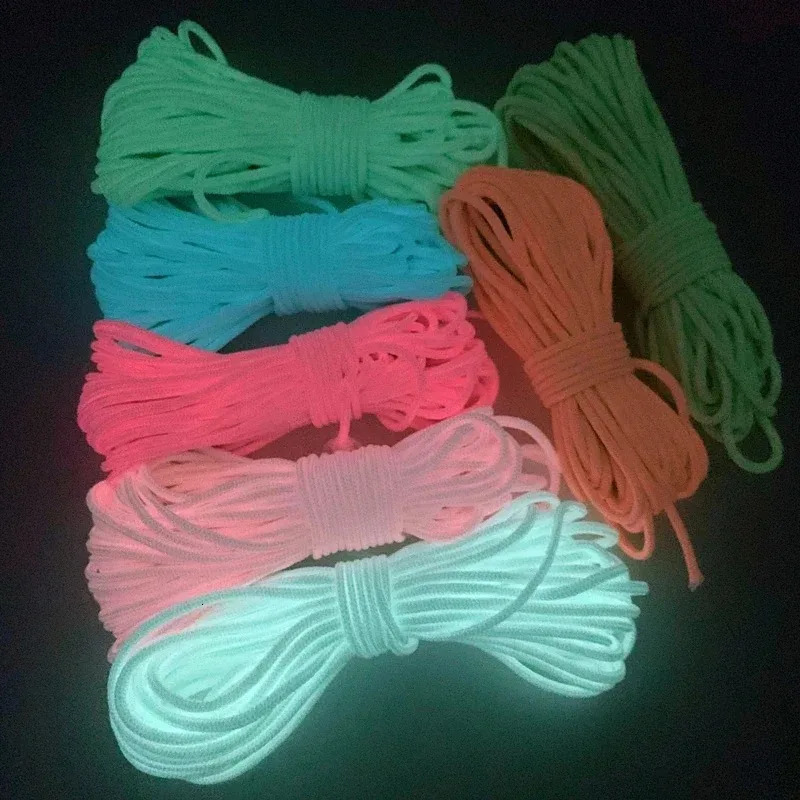 Luminous Rope 9 Strands 4mm Fluorescent Paracord Nylon 550 Tent Cord Outdoor Parachute Camping Lanyard Survival Glow In The Dark 250611