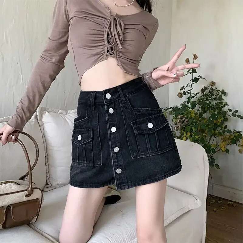 High Waist Gyaru Pants Chorts Jeans Skirts for Women Modest Luxury Elegant Clothing Sales Y2k Vintage New in Woman Denim Skirt