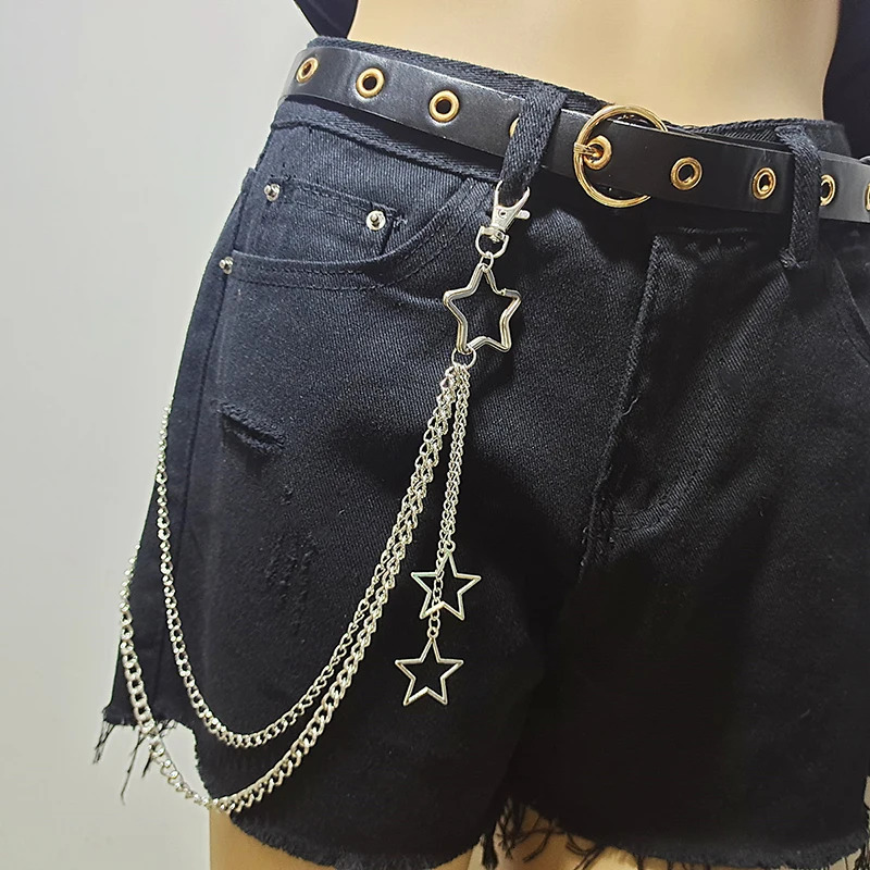 Punk Steet Keychains Chain Women Men Moon Star Rivets Skull Accessories Choice Rock Goth Pants Waist Belt Chain On Jeans Jewerly 250616