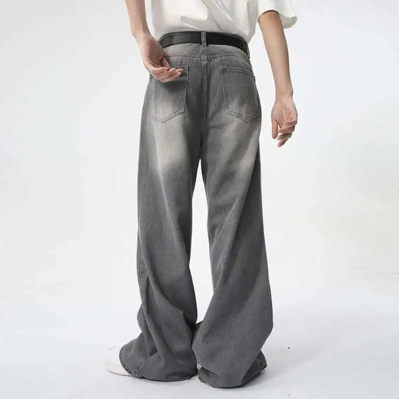 IEFB Summer Mens Wear Jeans Straight Wide Leg Denim Pants Casual Loose Contrast Color Male Bottoms Clothing 2025 9C5977 250616