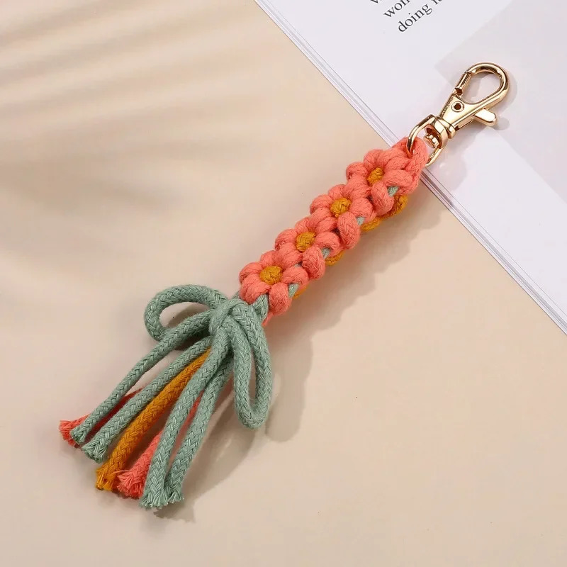 Multi-purpose Cotton Rope Key Chains Colorful Braided Cotton Rope Keychain Large Zipper Puller Handmade Ornament 250616