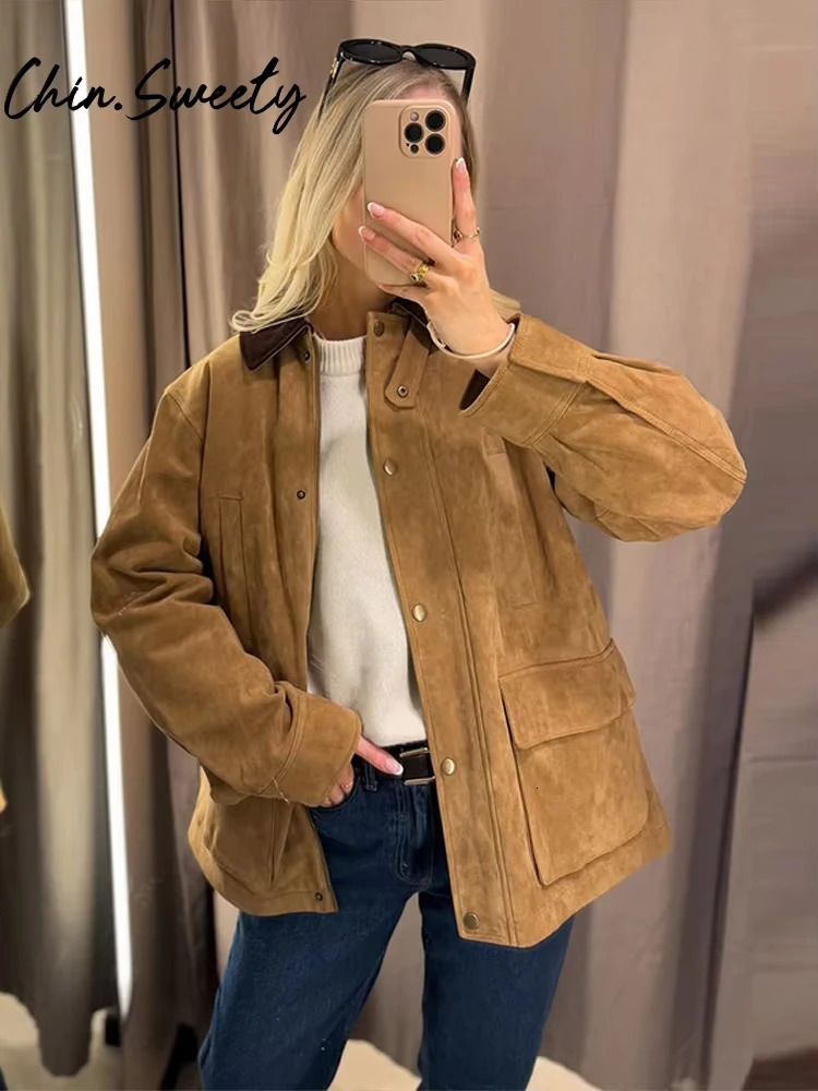 Vintage Patchwork Women Jacket Casual Lapel Long Sleeve Covered Button Female Coat 2025 Spring Autumn Urban Lady Streetwear 250614