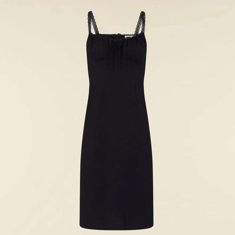 Dress Dresses Plus Size Womens Clothing Goth N671 # Summer 2025 Solid Color Square Neck Strap Tie Dress Slim Fit Sexy Slimming French Style Womens Fas
