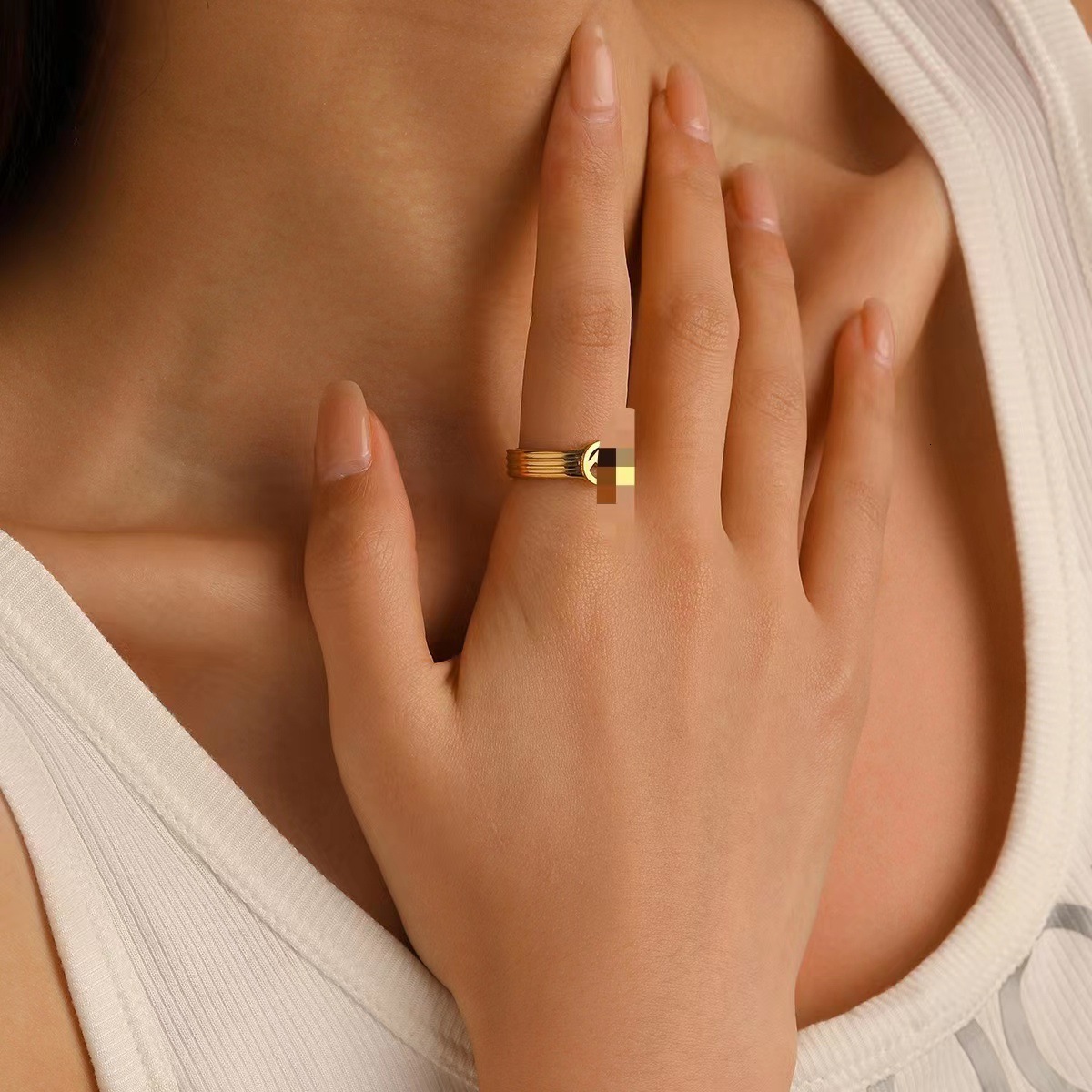 Titanium Steel French Fashion Personality Ins Elegant Simple Cold Style Multi-loop Ring