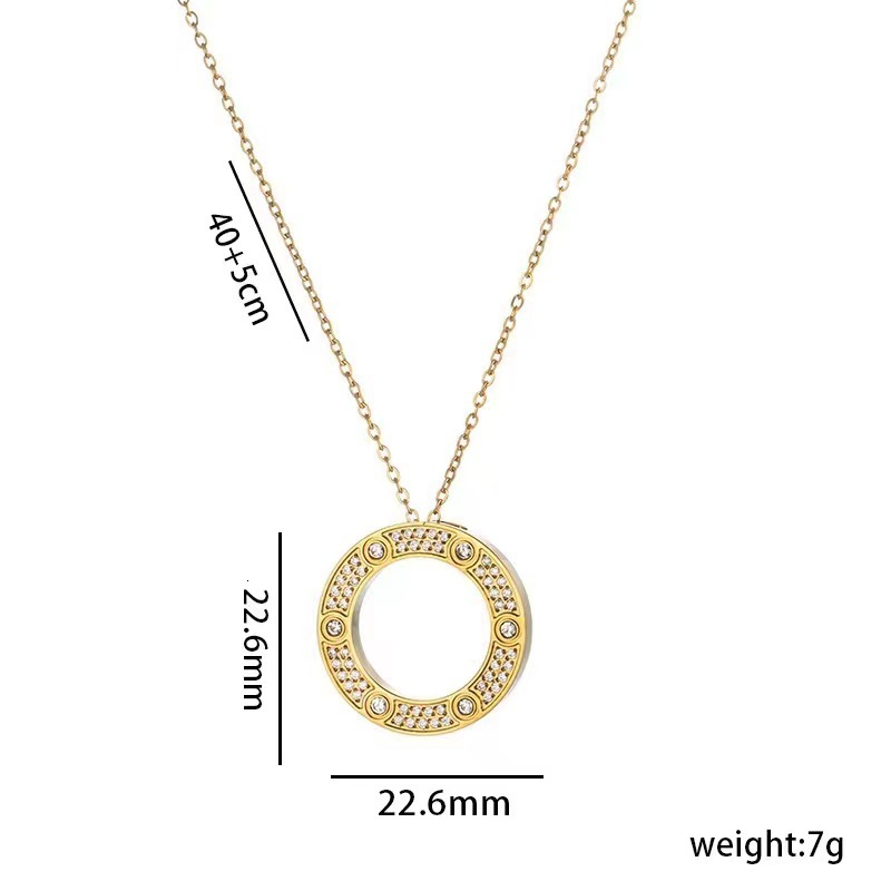 Fashion Personality Exaggerated Starry Sky Inlaid Dia Round Cake for Women Design Titanium Steel Necklace