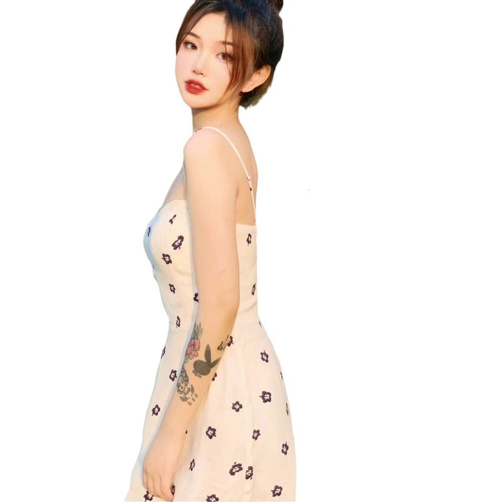 Vestidos Dresses for Woman Party Party Dresses for Women 627 Summer New 2025 Printed Square Neck Slim Fit Short Camisole Sexy Pure Desire French Style