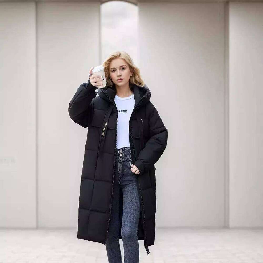 Russian Women's Long Cotton 2024 New Winter Women Casual Hooded Parkas Female 2 Pocket Demi-season Jacket Coats