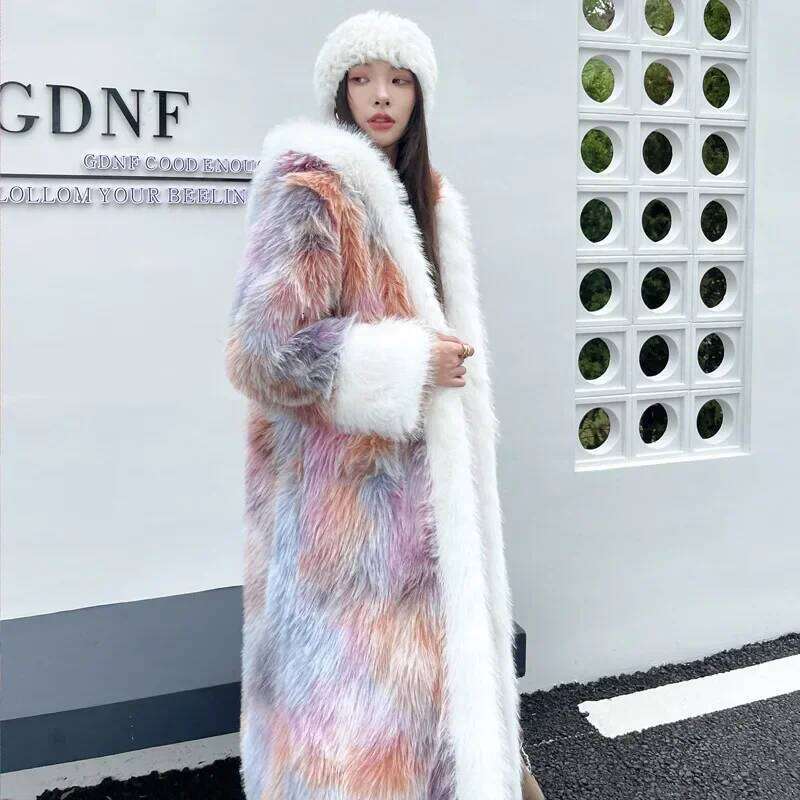 Dream Long Loose Chinese Ancient Color Women's Toka Hooded Cape X-Long Streetwear Faux Fur Coat