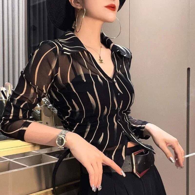 Summer Woman Top Blended Full Long Sleeve Shirts Blouses For Women Modern Fashion 2025 S M Offer Premium Economic Basic