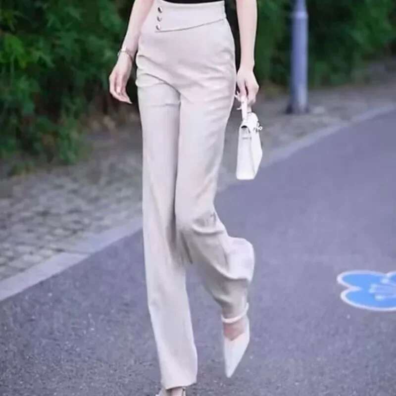 Solid Pants for Women Korean Fashion Slacks Long Trends 2025 Woman Trousers All Medium High Quality Clothing One Size Original G