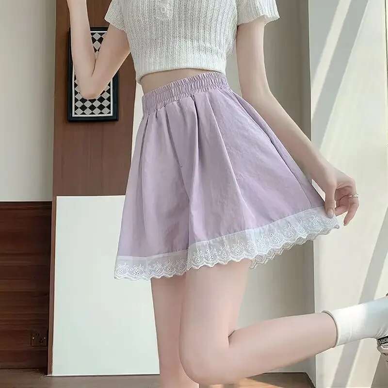 Wide Gym Sport Shorts for Women High Waist Fitness Running Sports Elastic Woman Short Pants Design Outdoor Stretchy Kpop Comfy