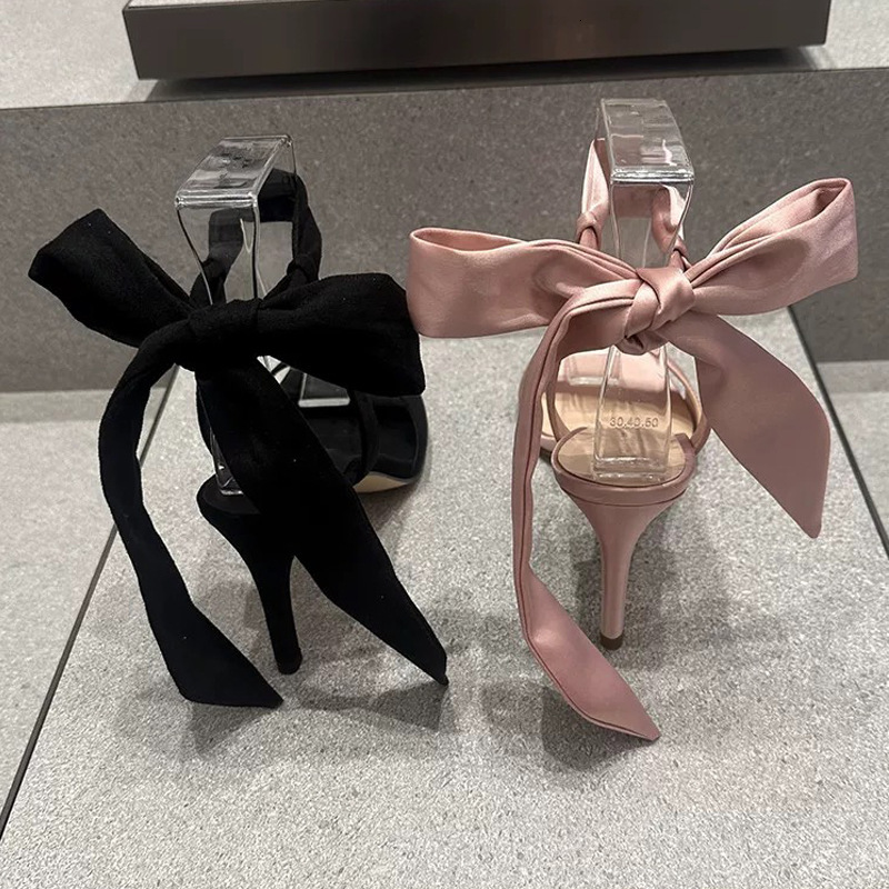 French luxury bow shoes women's high heels summer new elegant detailed order with three color hot selling sandals designer sandals