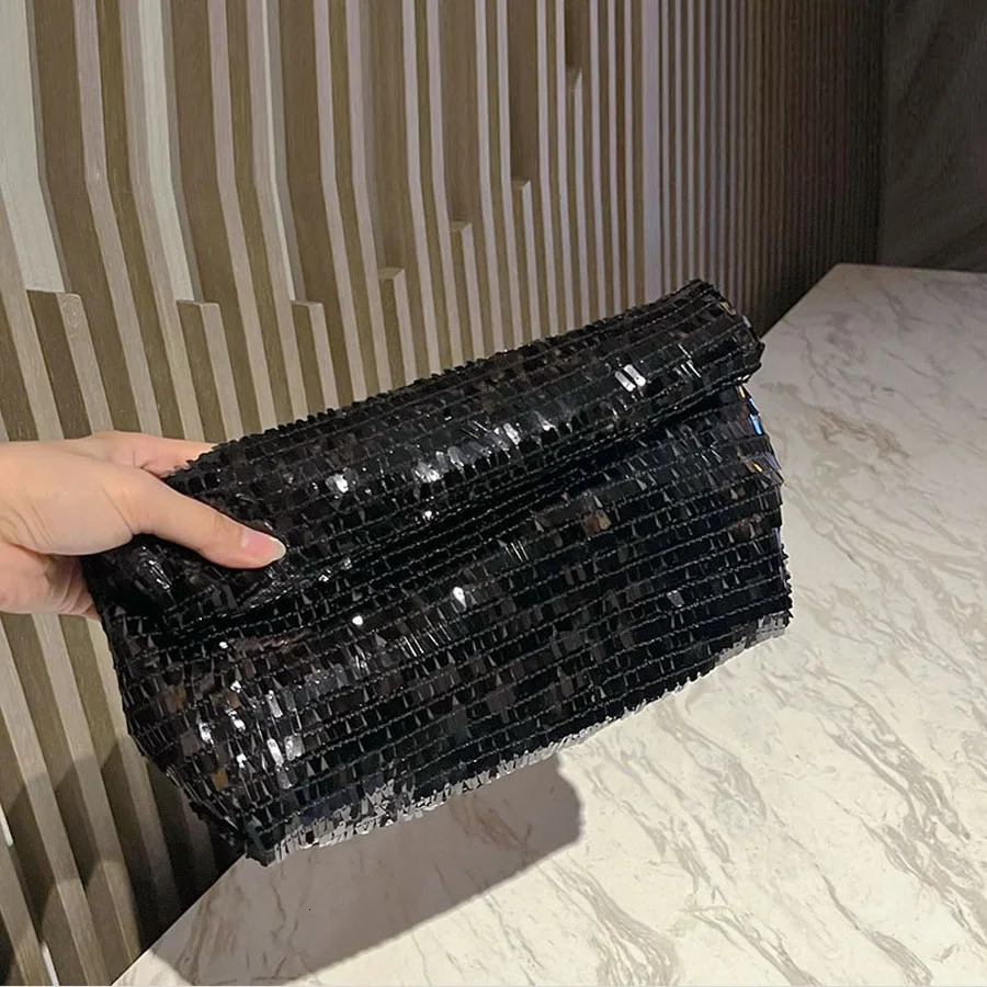 Women Envelope clutch bag Fashion shiny Sequins ladies Clutches Party lady evening bags handbag 250617