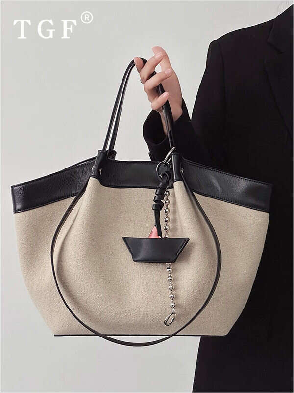 Patchwork Tote Bag for Women New Light Luxury Niche High end Daily Commute Versatile Handbag Basket
