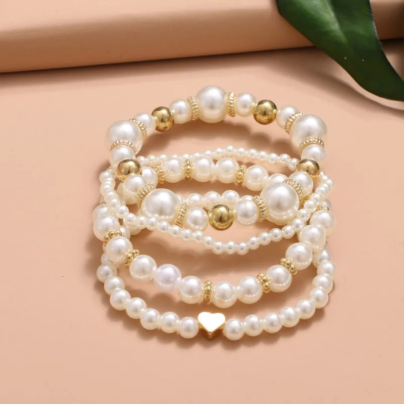 Beautiful and Versatile Pearl Love Womens Bracelet Set of 4 Ins High Grade Elegant Fashionable Jewelry 250613