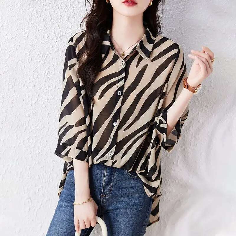 Shirts Blouses for Women Chiffon Full Long Sleeve Summer Woman Top Sale of 2025 Novelties Elegant Chic Novelty Basic M Tunic S