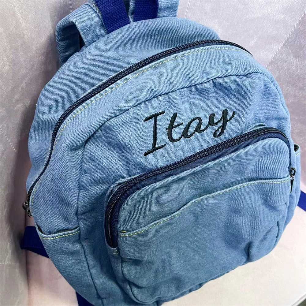 Customized Mini Womens Denim Backpack Personalized Embroidery Name New Fashion Versatile Backpack Unique Gift for Young Ladies Z250617
