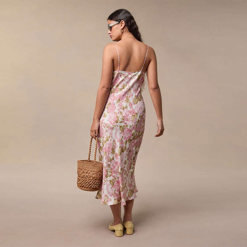 Vestido De Mujer Partydress Maxi Dress for Women June Vestidos Womandress 054#new 2025 Floral Sexy Mid-length Slim French Style Strap Dress Womens Fas