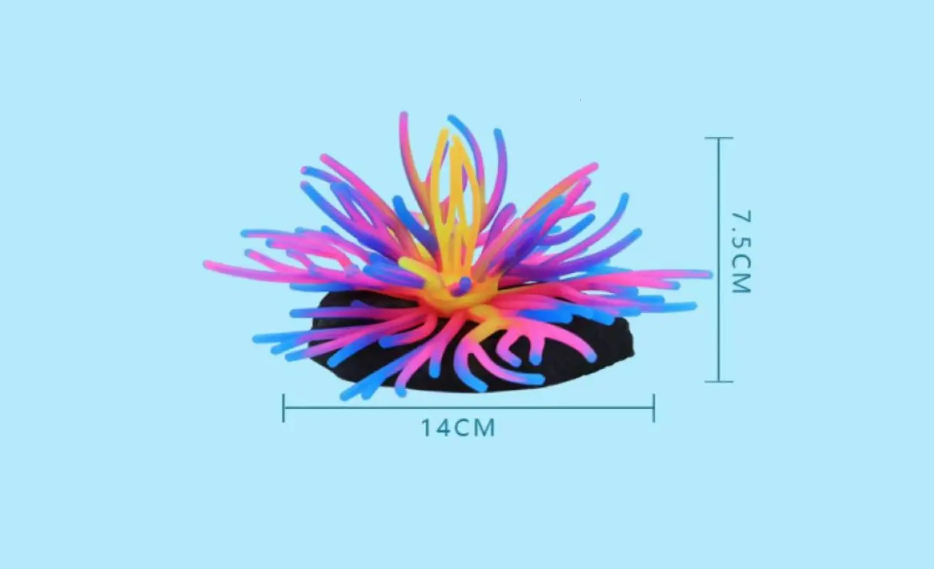 Aquarium Scenery Sea Water Tank Fish Tank Decoration Silicone Simulation Sea Anemone Green blue pink 250613