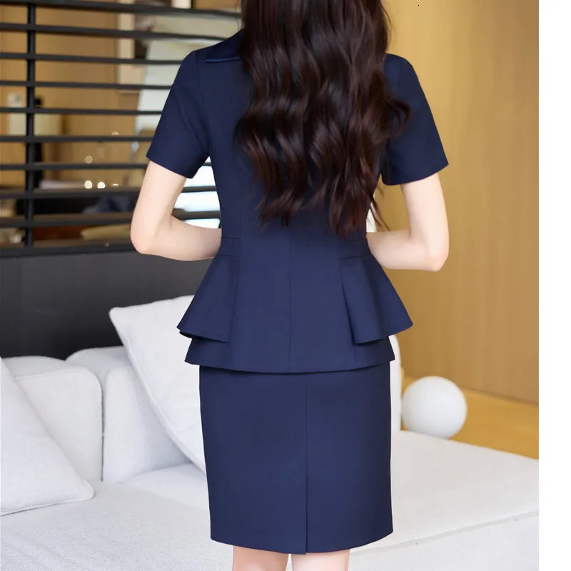 NAVIU Summer Short Sleeve Formal Professional Business Suits 2 Piece Set With Pants And Tops For Women Office Work Wear Blazers 250612