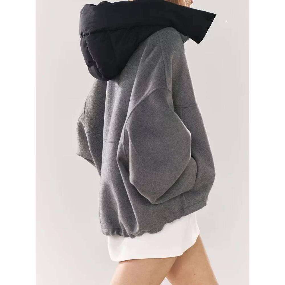 New autumn women's clothing European and American style French design fashionable versatile woolen coat with detachable cotton h