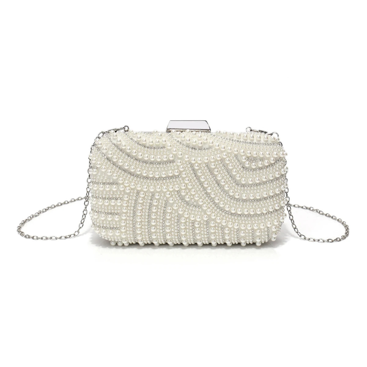 Beading Women Evening Bags Hollow Out Pearl Rhinestone Flap Design Handbags Party Lady Shoulder Chain Purse 250614