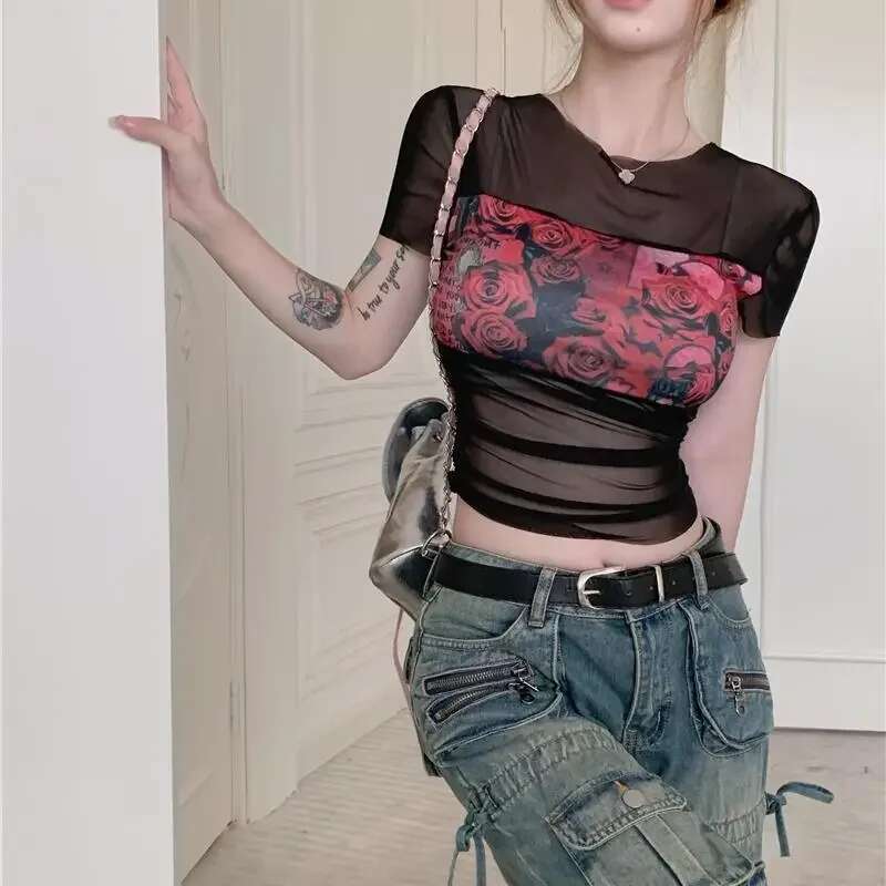 Graphic T Shirt for Women Short Sleeve Woman Tops Korean Fashion Yk2 Style Clearance Kpop Cheap Clothes Japanese Vintage Basic