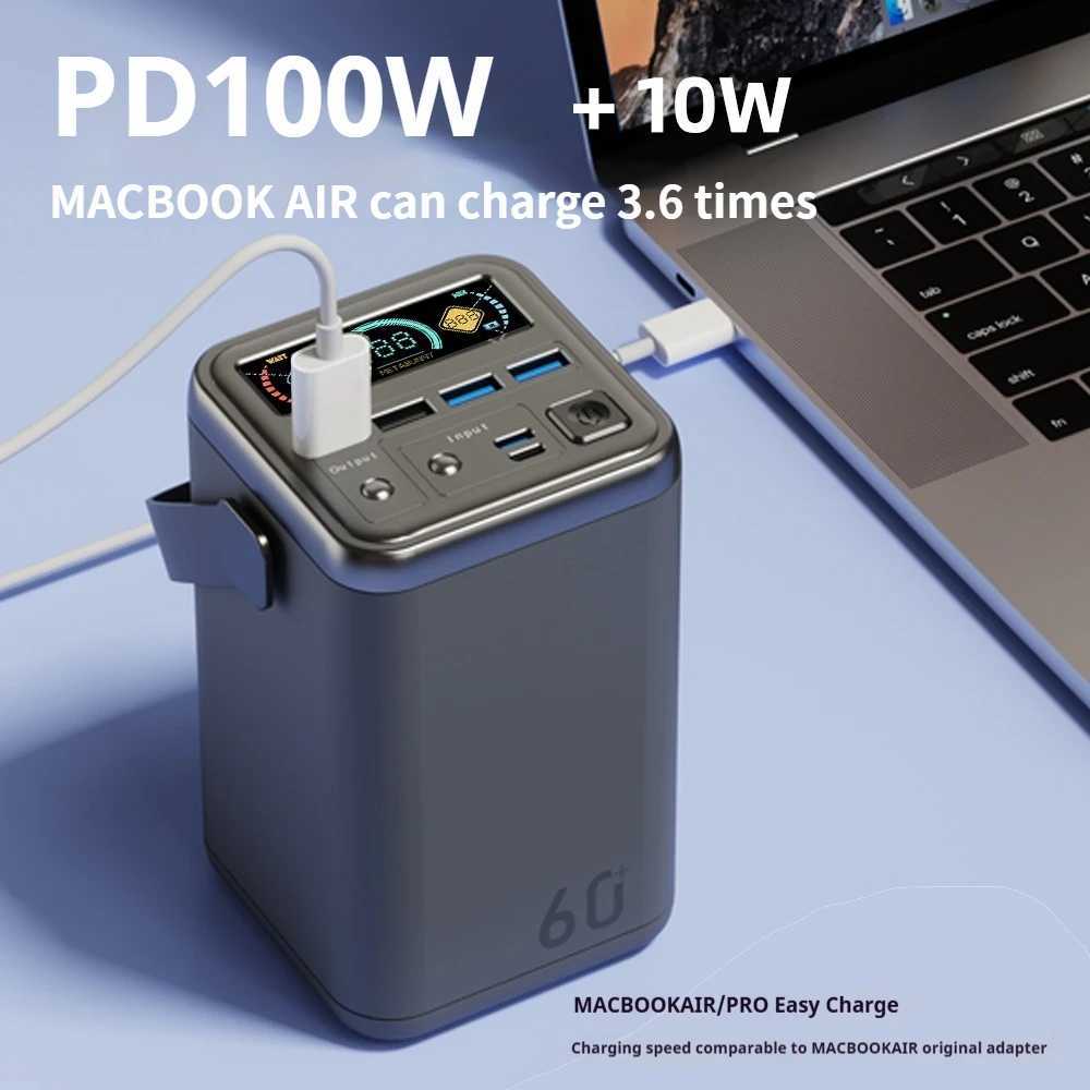 60000mAh PD100W Power Bank Large Capacity Portable USB C Fast Charging Power Station External Spare Battery For Macbook Laptop R250617