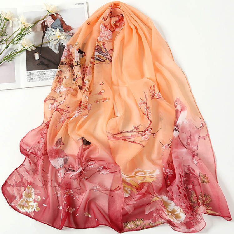 K1054 Spring and autumn printed beach towel sunscreen silk scarf chiffon scarf affordable mixed batch stall supply gift wholesale scarf