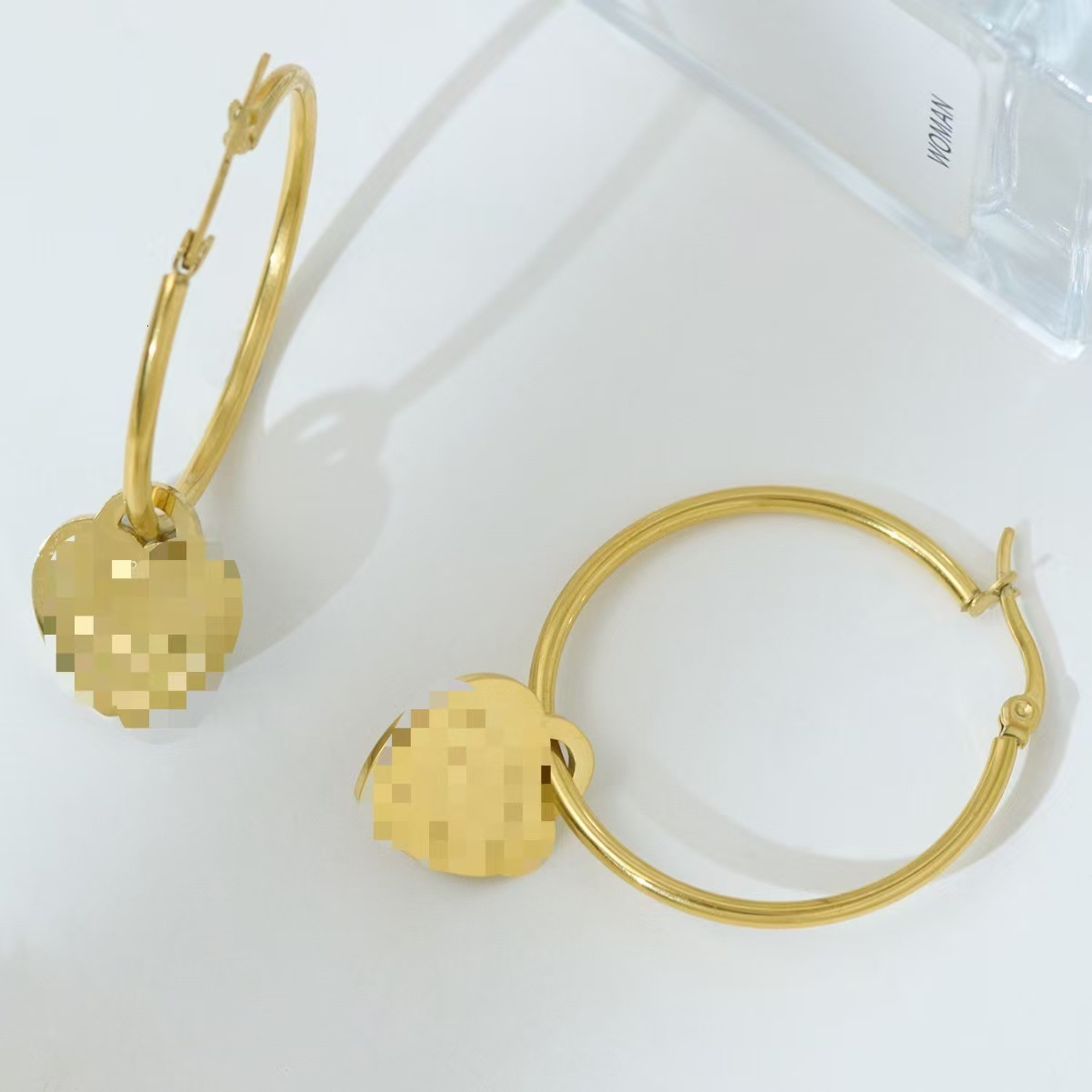 Fashion Light Simple Personality Heart Large Hoop for Women Design Versatile Titanium Steel Non-Fading Earrings