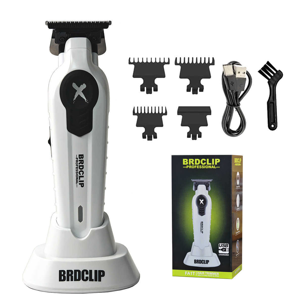 New Professional BRDCLIP FA1C FA1T FK701 White DLC FADE Blade Hair Clipper Shaver Electric Trimmer with Charging Base for Men W241212