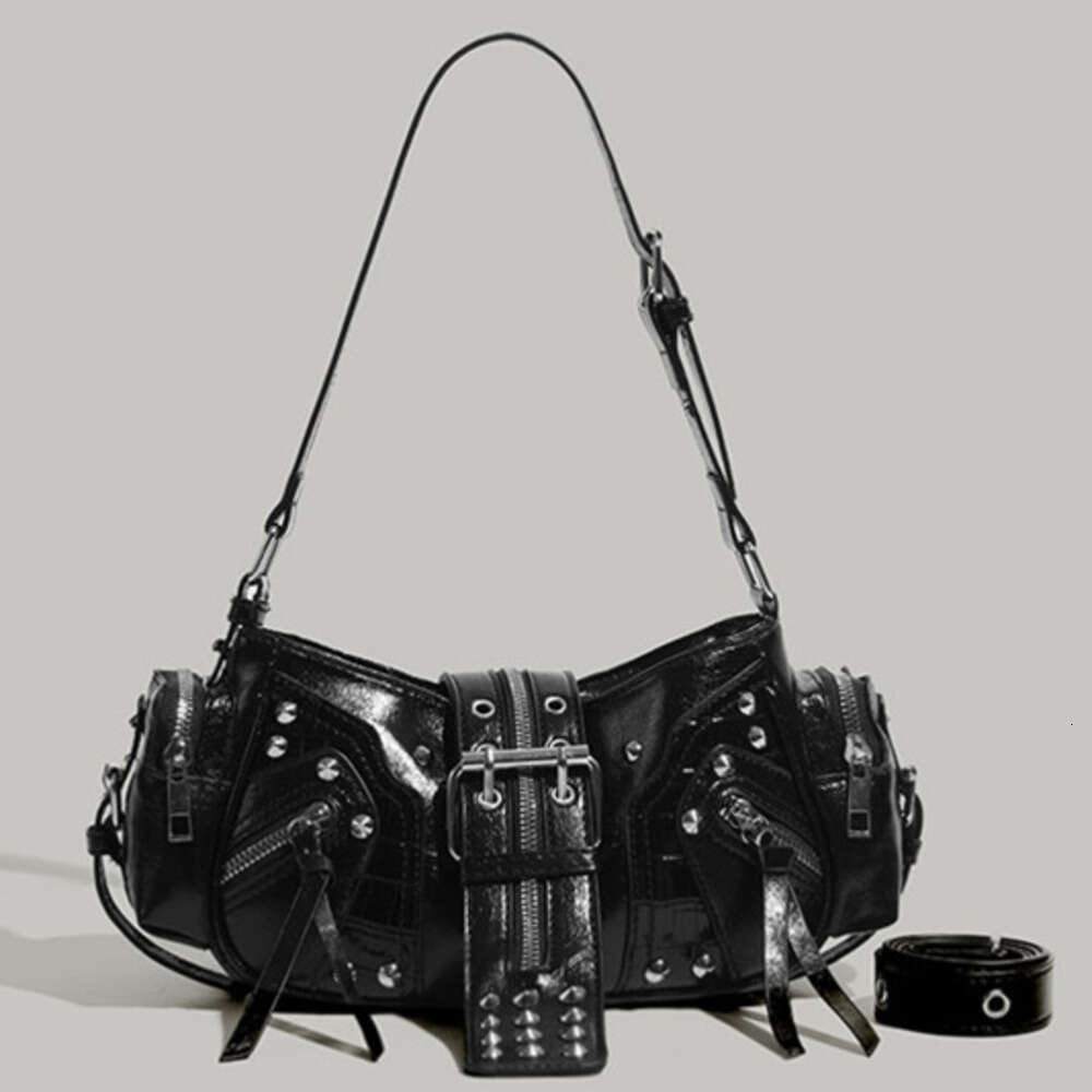 New Autumn Winter Shoulder Crossbody High end Versatile Underarm Studded Motorcycle Bag