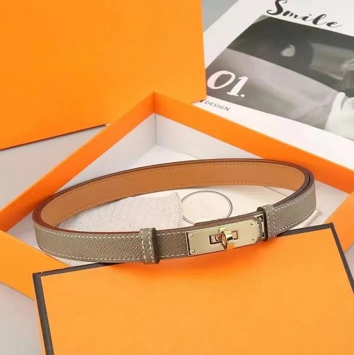 Thin Leather for Women and Men, Fashionable Dress Belt with Small Buckle, 18mm Width