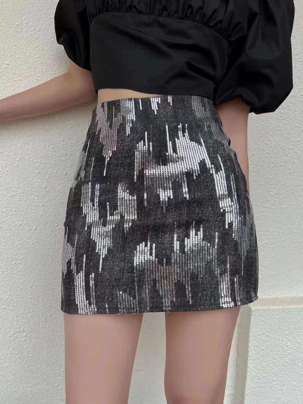 Summer Sequins High Waist Jeans Skirts for Women Y2k Vintage Korean Fashion Woman Denim Skirt New In Premium Cheap Streetwear