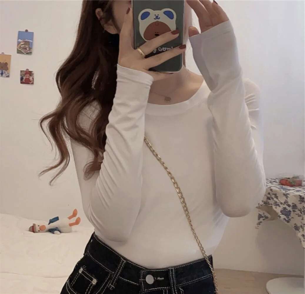 Fitted Slim Blue 2Original Long Sleeve Pulovers High Quality Plain T-shirt Woman Tees Clothing Causal Womens Top Sale Youth O