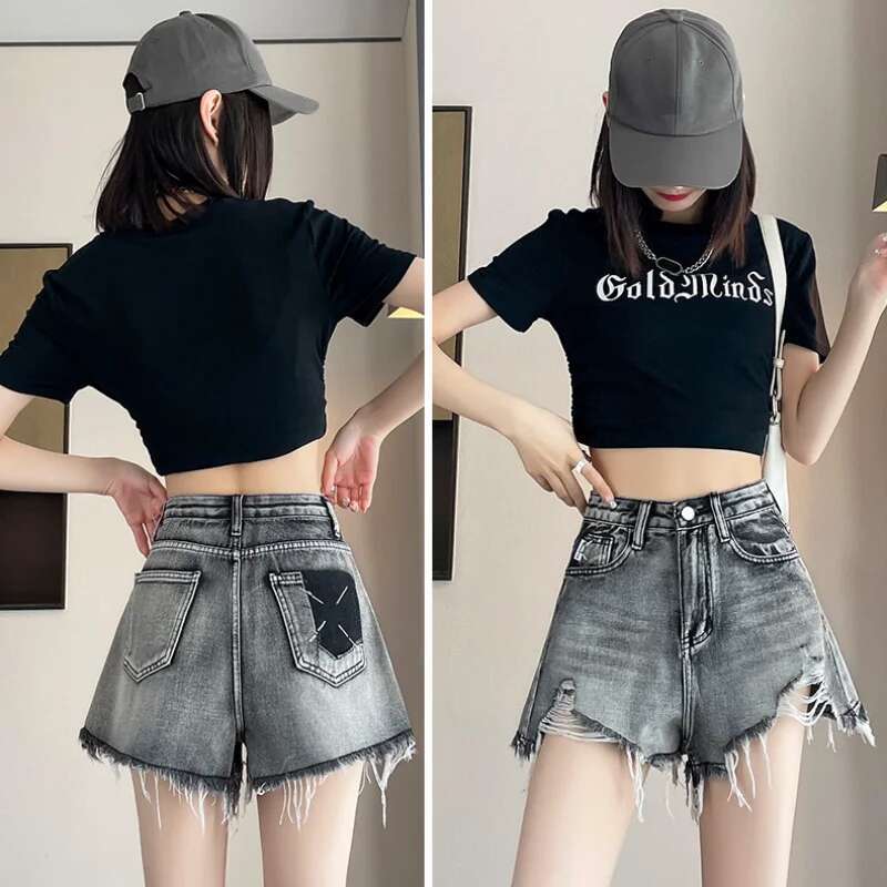 Denim Short Pants for Woman To Wear High Waist Womens Shorts Ripped Sexy Casual Elegant Aesthetic Korean Style Outfits XL Jeans