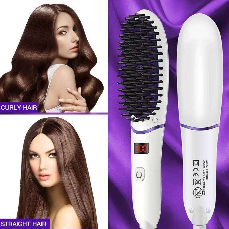2024 Home hair LCD display negative ion multi-function fast heating beard straightener