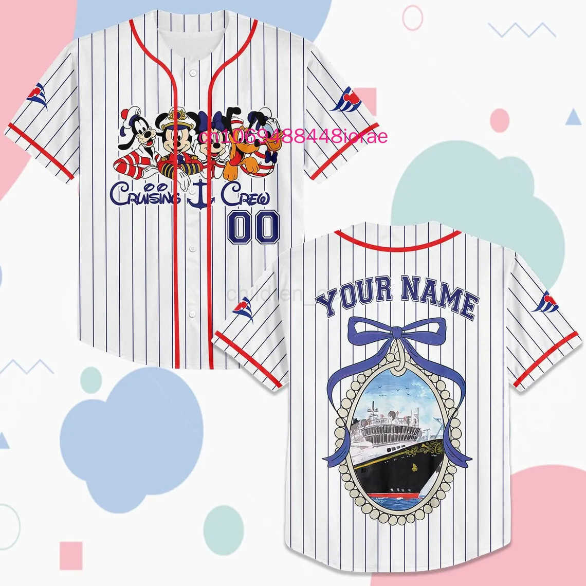 Disney 2025 New Mickey Disney Cruise Baseball Jersey Customized Name 3D Printed Mens Womens Childrens Casual Street Baseball Shirt W250617