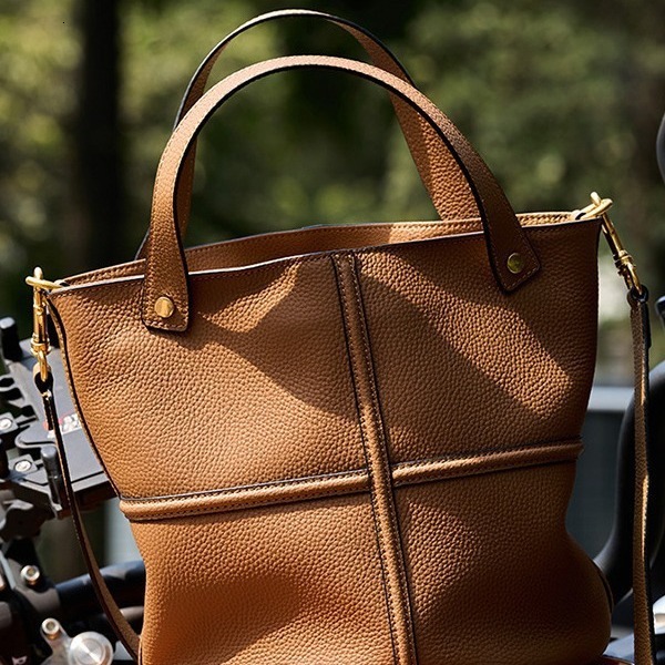 Free Shipping Large Capacity Commuter Bucket Bag First Layer Cowhide Women's Bag Elegant Shoulder Bag Designer Luxury Bags Summer New Handbag
