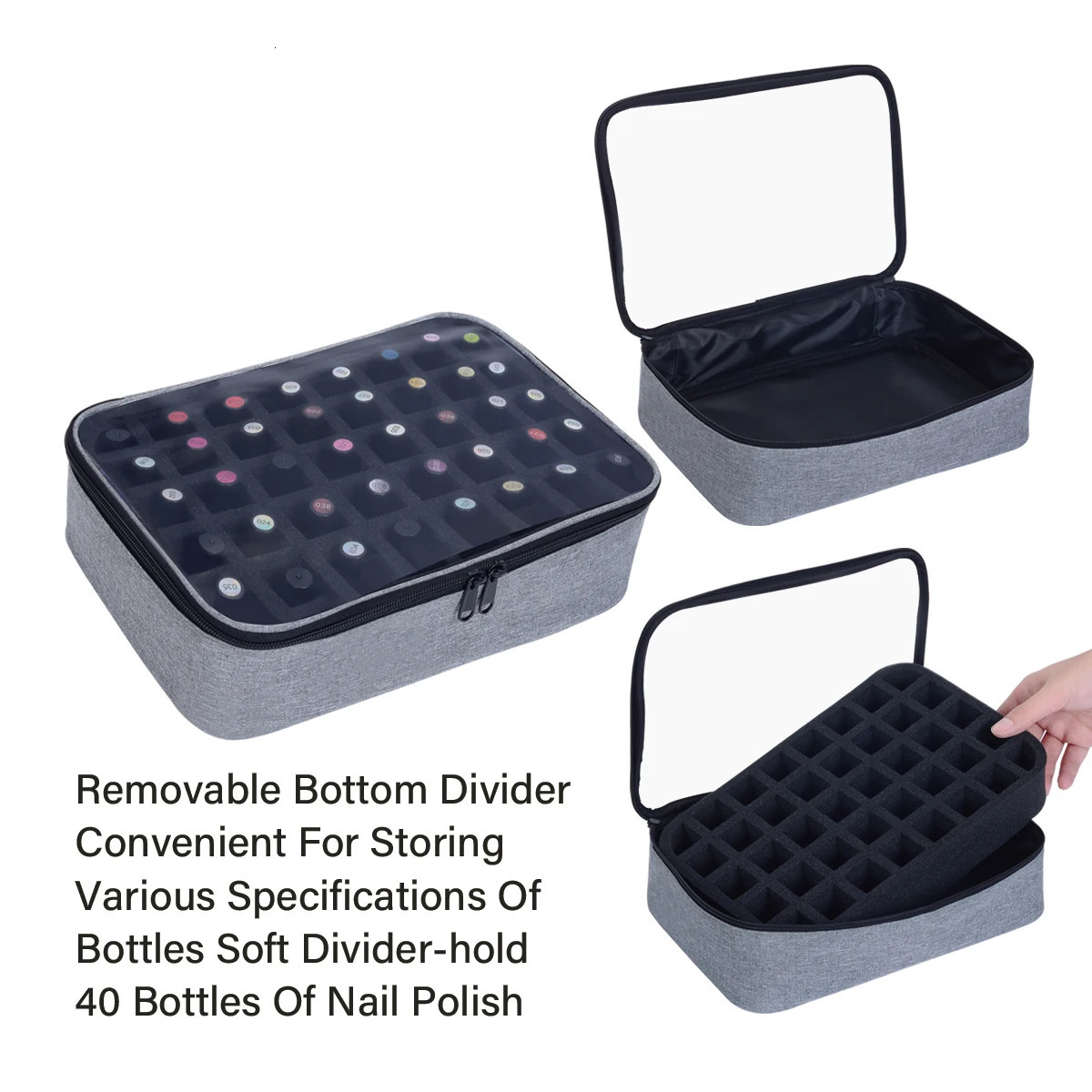 40 Bottles Nail Polish Storage Bag Multicolor Portable Handheld Large Cosmetic Holds up to 15 ml Drill 250614
