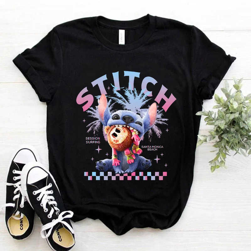 Disney New Movie Lilo Stitch T-shirt Adult Cartoon Anime Short Sleeve Boys Girls Summer Fashion Cotton Tee Summer Clothes Top W250617