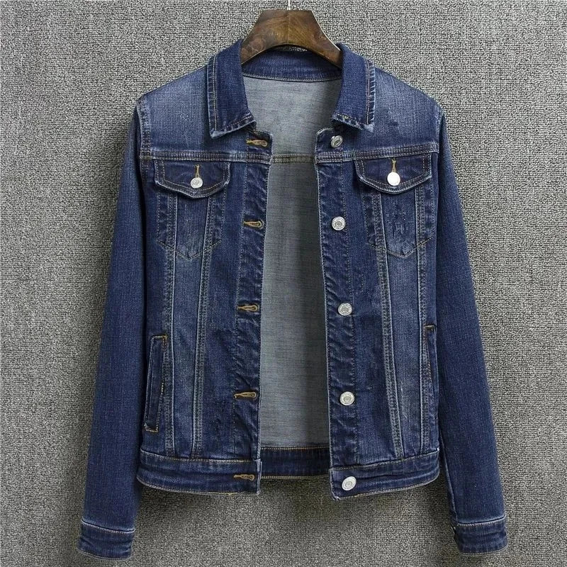 Autumn Womens Casual Denim Jacket Womens Long-Sleeved Single-Breasted Jeans Jacket Womens Short Top 250616