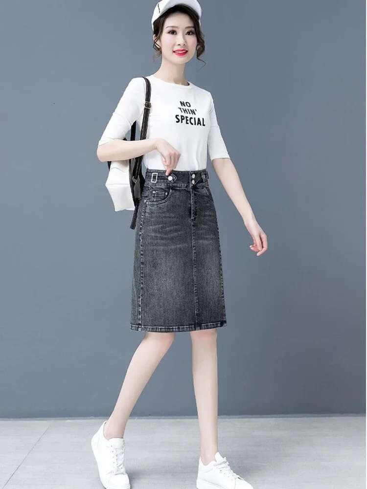 Woman Denim Skirt Blue Tight Wrap High Waist Jeans Skirts for Women Clothing Sales A Line Quality Korean Fashion Streetwear V
