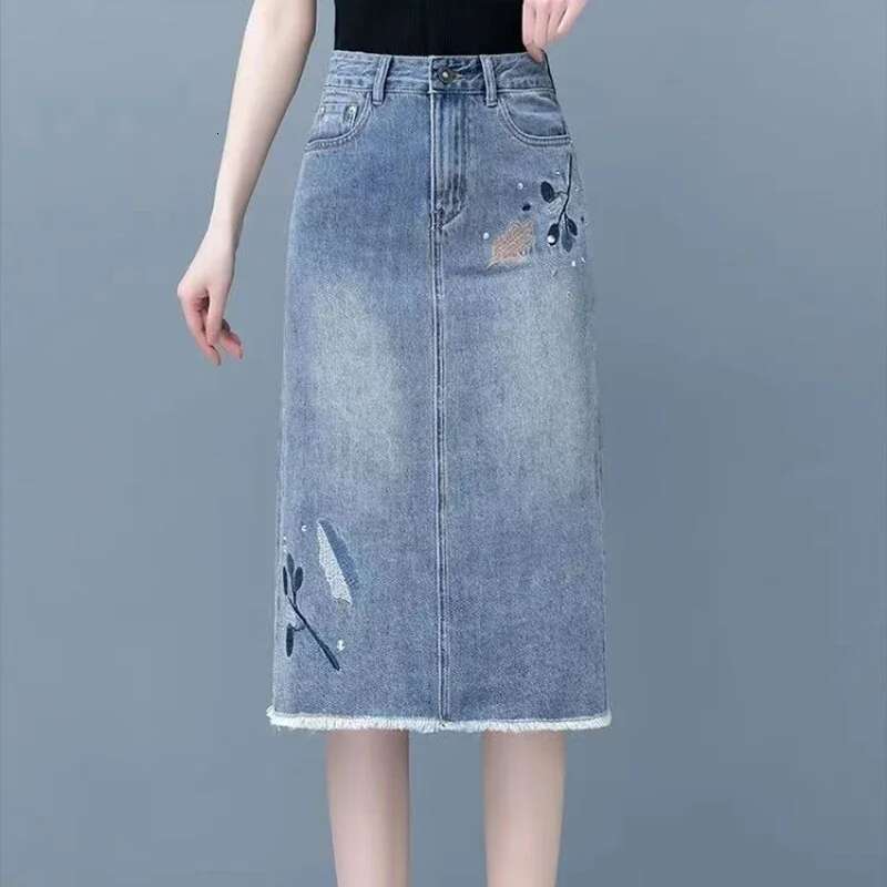 Jeans Skirts for Women Premium New In Trend 2025 Embroidery Tight Woman Denim Skirt Chic and Elegant Y2k Vintage Clothing Sales