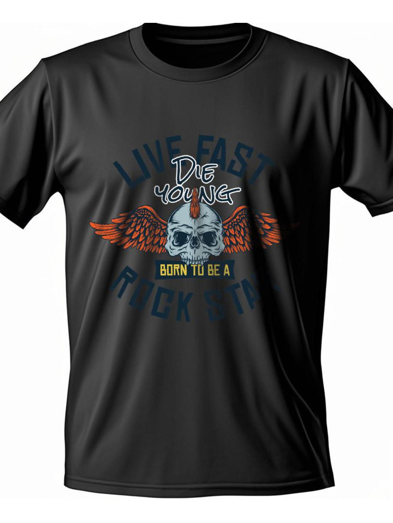 Dongdumaoyi S-3Xl Black Cotton Adult T Shirts Round Collar Text Men Short Sleeve 180G White Skull 647a
