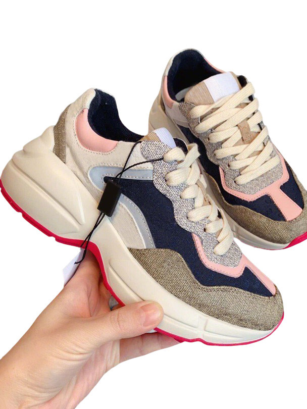 Rhyton Beige Men Women Sneakers Top Quality Shoes Trainers Vintage Sneakers In stock
