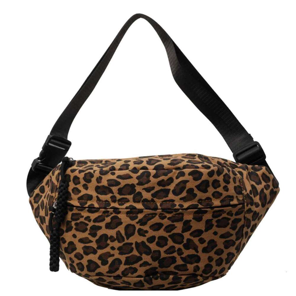 Summer New Fashion Leopard Print Street Trend Waist Chest Canvas Belt Bag Women s Shoulder Crossb bag