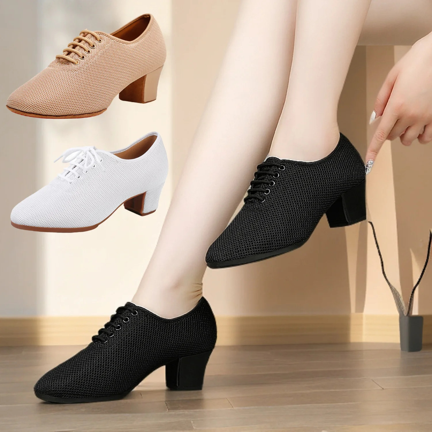 Latin Dance Shoes For Women Social Dance Teacher Shoes square Dance Sailor Modern Dance Mesh Surface Breathability Sneakers 250613