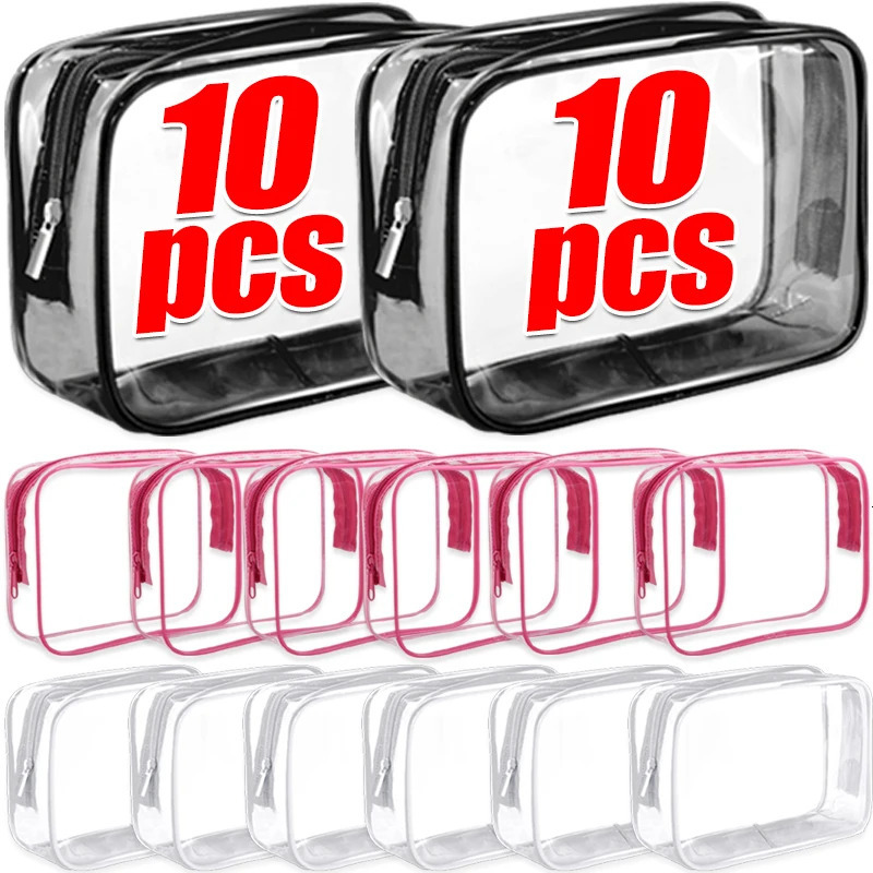 120pcs Transparent PVC Storage Travel Organizer Clear Makeup Bag Beautician Cosmetic Beauty Case Toiletry Wash Bags 250614