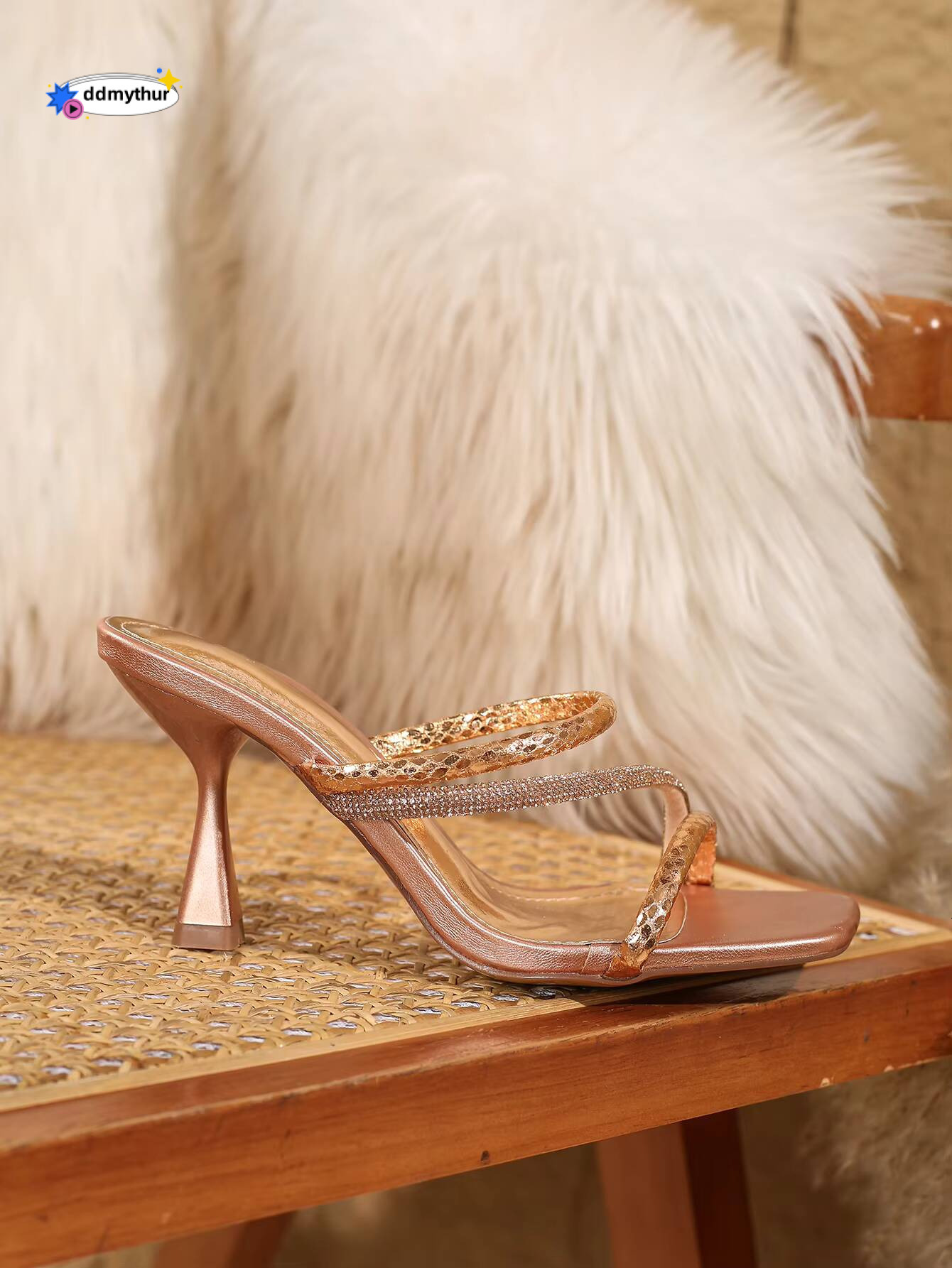 Women Rhinestone Sandals With prom Sexy Open Toe Square Elegant Summer Shoes ddmythur